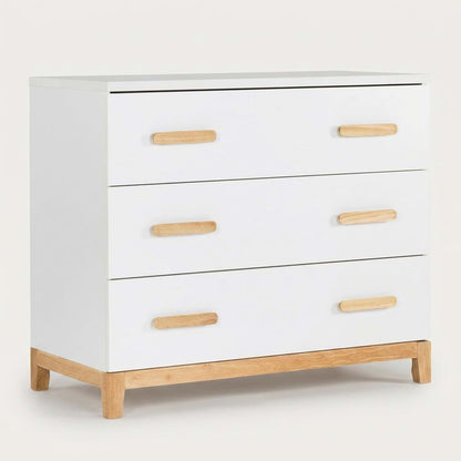 dadada LaLa 3-Drawer Compact Nursery Dresser, Deep Drawers, White/Natural
