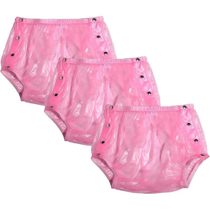 TAPIVA Adult Incontinence Pull-On Plastic Pants，PVC Plastic Pants, 3-Piece PVC Waterproof Pants, Adult Diapers, Adult