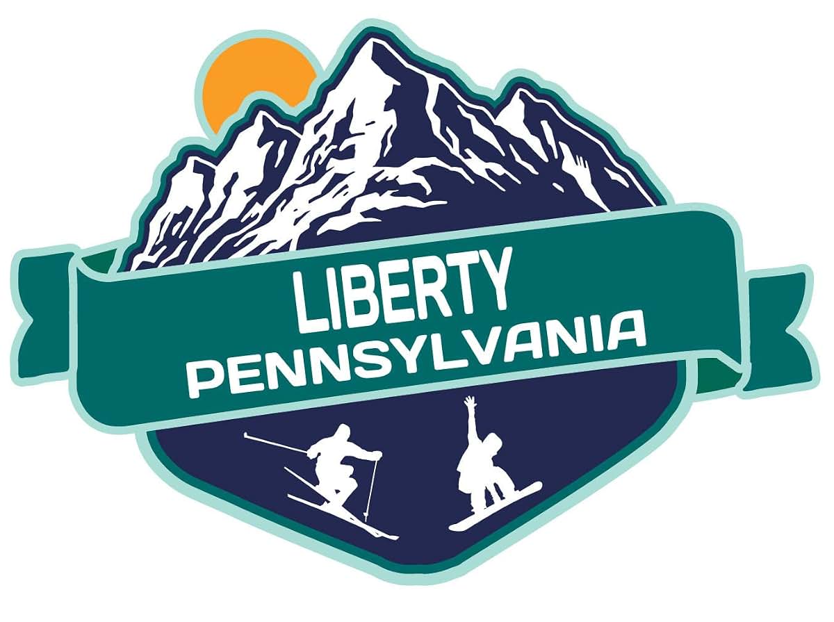 Liberty Pennsylvania Ski Adventures Souvenir 4 Inch Vinyl Decal Sticker Mountain Design