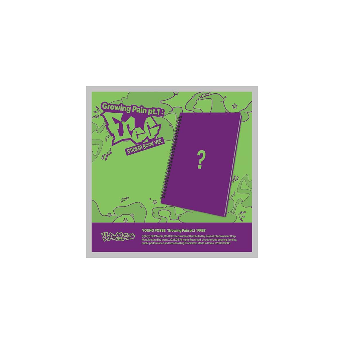 YOUNG POSSE Growing Pain Pt.1 (Sticker Book Version) - 4th EP Album CD with Photo Book, Stickers, Photo Cards