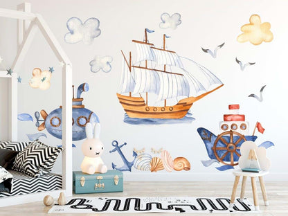 Art In Colors Pirate Ship Wall Decal Large Nautical Nursery Decor