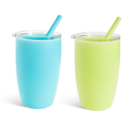 Munchkin Simple Clean Tumbler Straw Cup for Toddlers 12+ Months, 10 Ounce, 2 Pack, Blue/Green