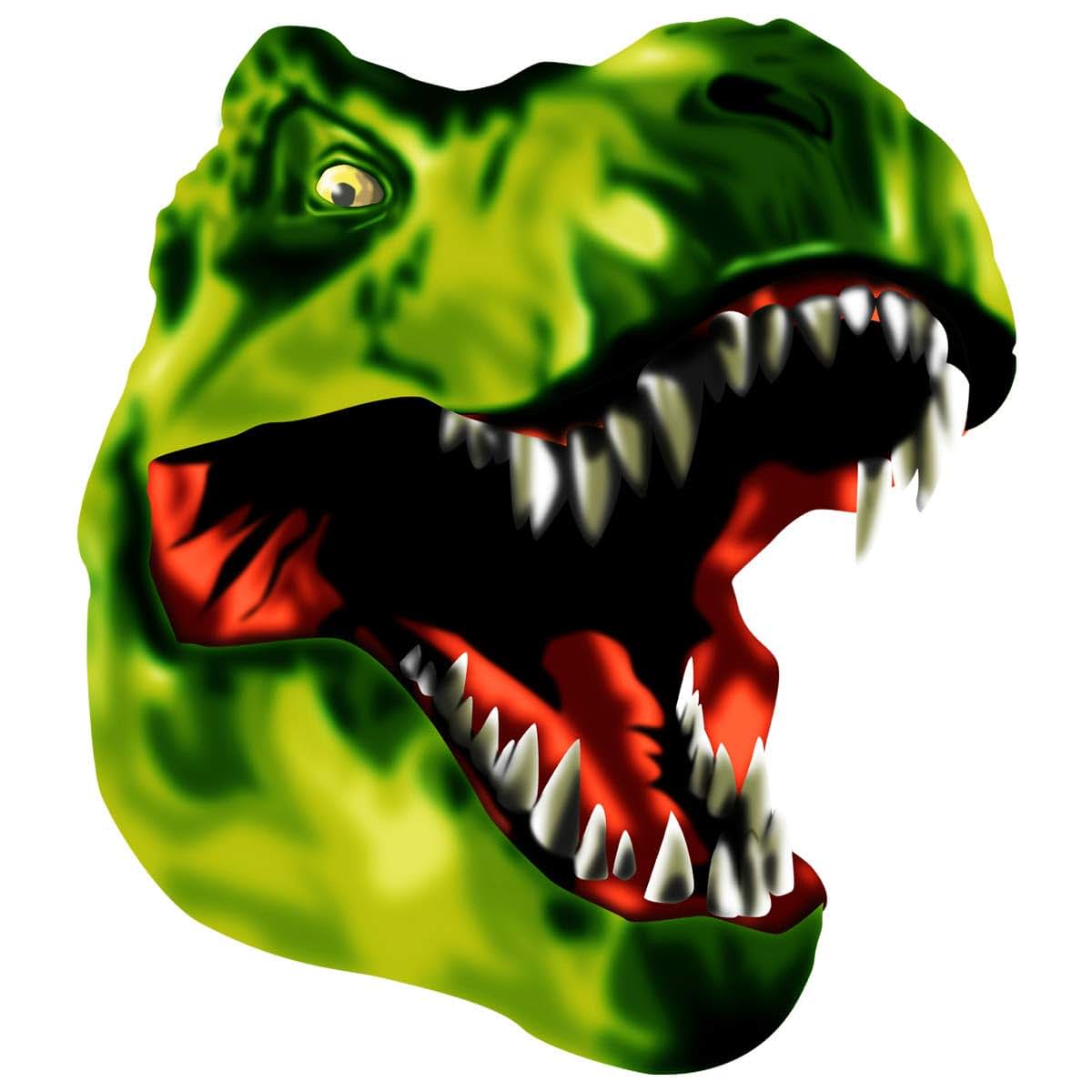 VWAQ T-Rex Dinosaur Head Vinyl Wall Decal, 14x12 Inch, Green