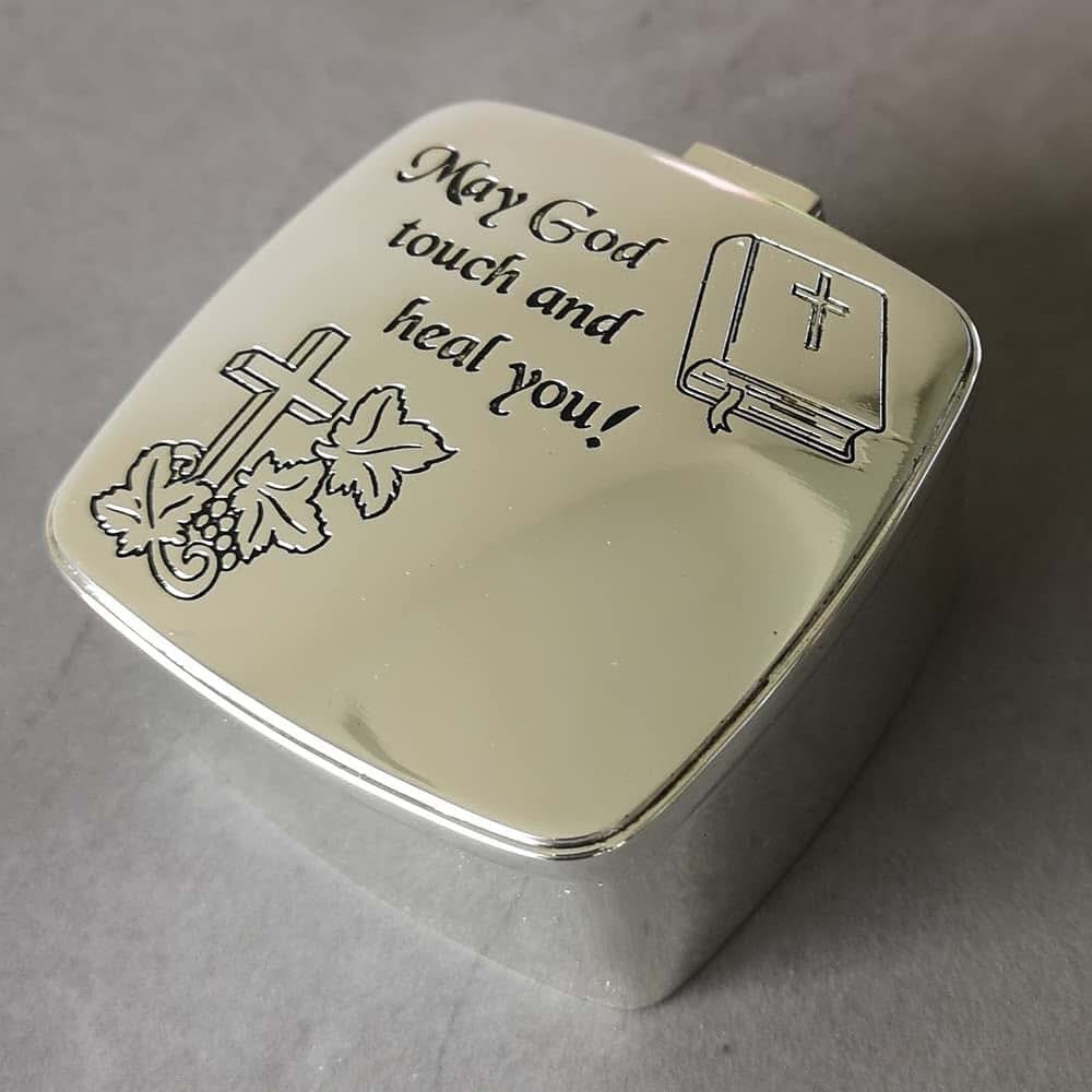 Unisaches Holy First Communion Keepsake Box Silver Baby Jewelry Gift 2.4 * 2.6 * 1.3in