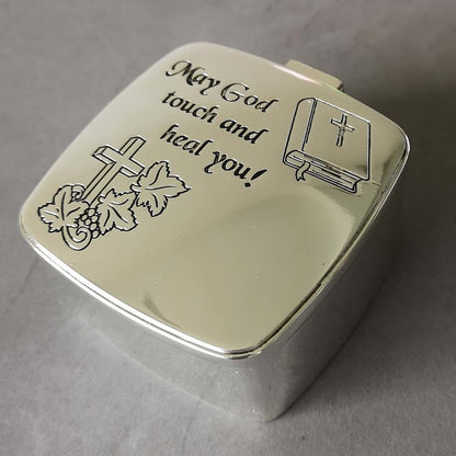 Unisaches Holy First Communion Keepsake Box Silver Baby Jewelry Gift 2.4 * 2.6 * 1.3in