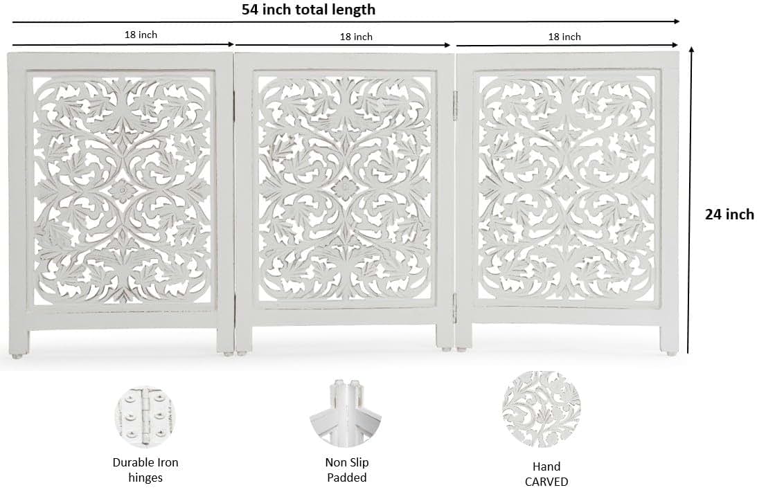 DEVLA Wooden Tall White Antique Indoor Gate for Dog & Pet