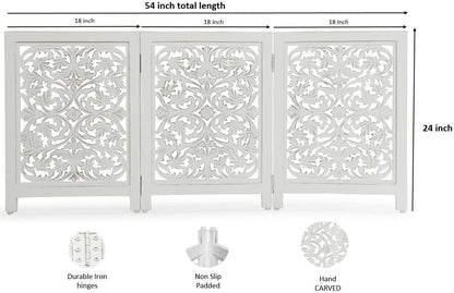DEVLA Wooden Tall White Antique Indoor Gate for Dog & Pet
