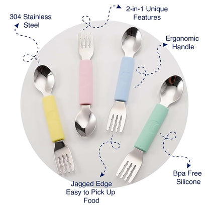 Rowers & Moon Stainless Steel Fork and Spoon Set For Toddlers (photo 3)