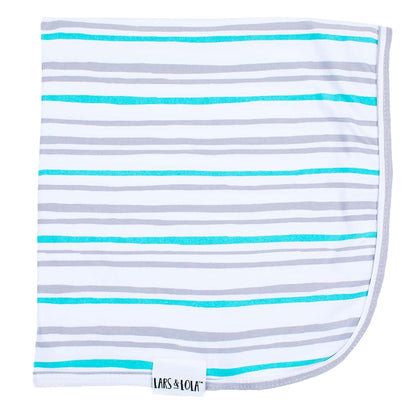 Lars & Lola Baby Swaddle Blanket, 31.5 x 31.5 Inches, Mint Stripe, Soft & Stretchy