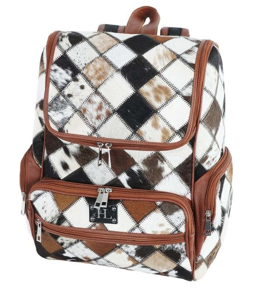 Leather Jacketz Cowhide Backpack - cow print diaper bag - western diaper bags - diaper rucksack - cowhide diaper bag