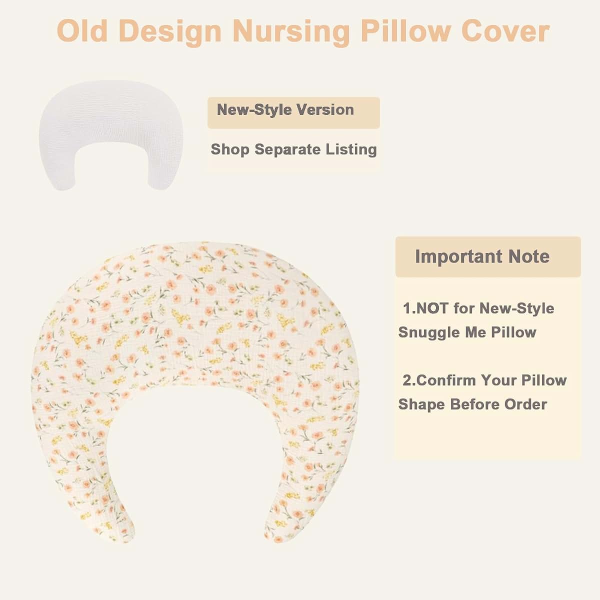 Swesen Muslin Nursing Pillow Cover, Crescent Shaped Slipcover (photo 2)