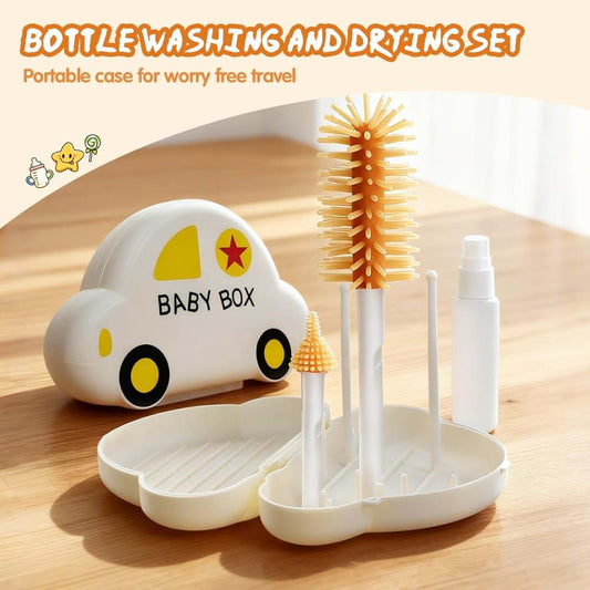 Njyw 7-in-1 Portable Baby Bottle Cleaning Kit With Drying Rack