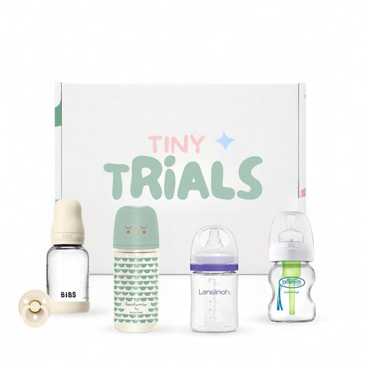 Tiny Trials Glass Baby Bottle Variety Pack With Bonus BIBS Pacifier