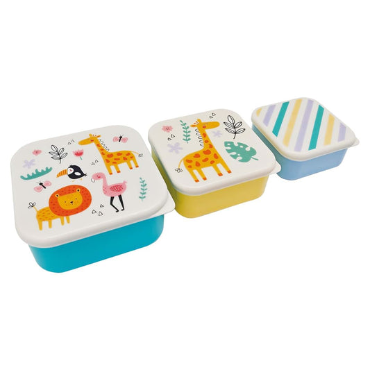 Jacent Safari Snack Boxes: 3 Count Pack with 3 Sizes, Craft/Snack Containers, Easy Open, Leak Proof Small Food