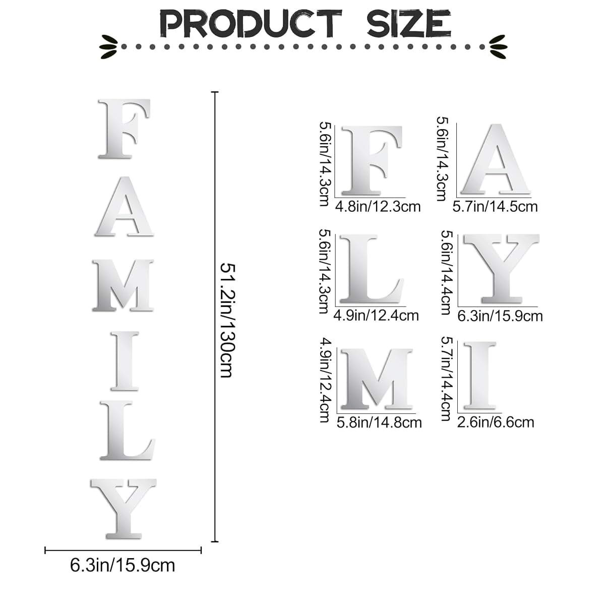 DTLIFEK 3D Acrylic Mirror Family Wall Decal Letters (photo 2)