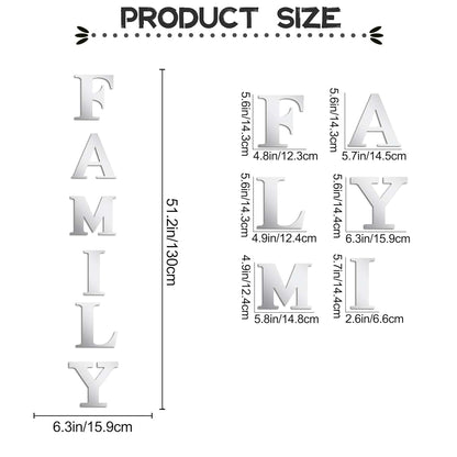 DTLIFEK 3D Acrylic Mirror Family Wall Decal Letters (photo 2)