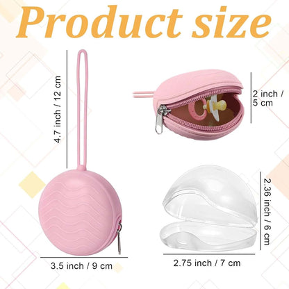 MveLwodx 2 Pack Pacifier Holder Case, Silicone Pacifier Case Container with Strap, with 2 Transparent Storage Box (photo 2)