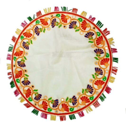 Purpledip Cotton Table Cloth Wall Hanging Aasan Mat: Kanku Paglaga, Perfect Cloth to Preserve A Newborn Or Bride's