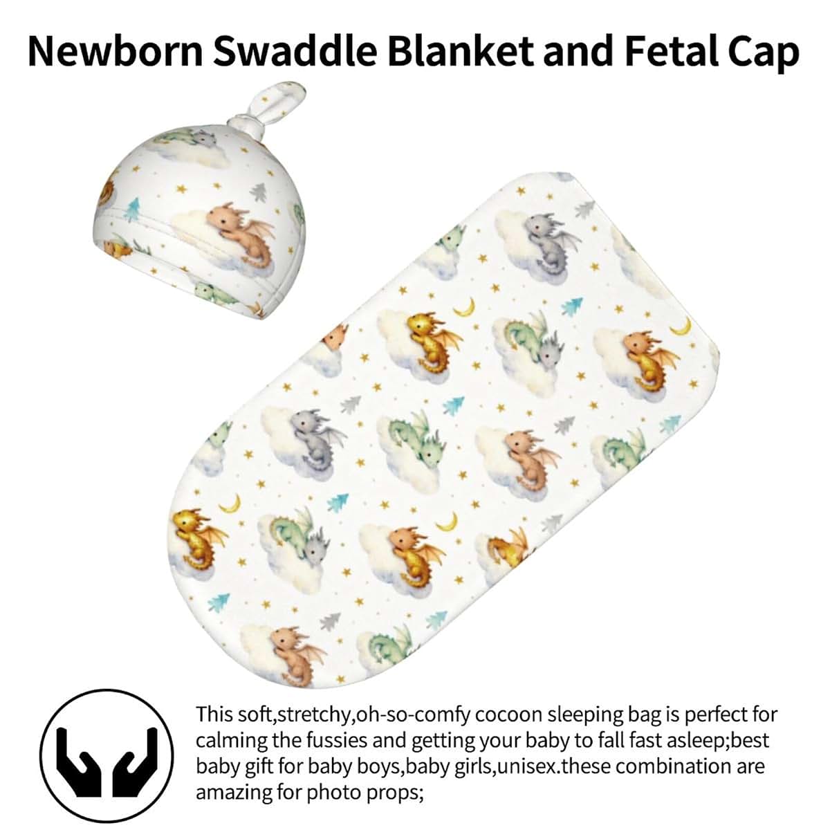 Dragon Print Swaddle Blanket Set for Newborns
