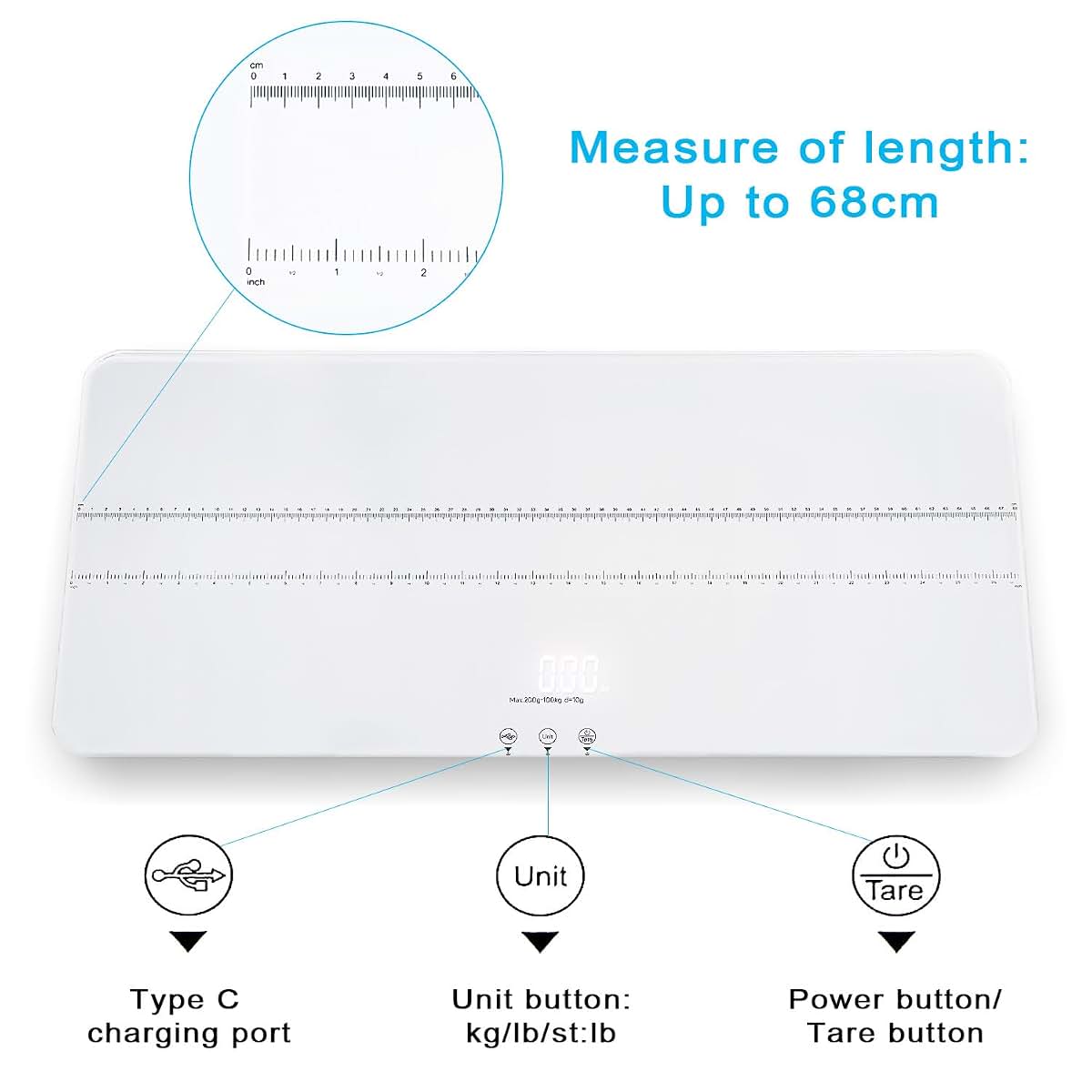 Uniweigh Digital Pet Scale 220Lbs Capacity Tempered Glass Led Display