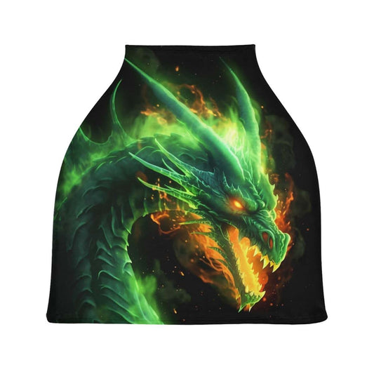 Yettasbin Green Fire Dragon Baby Car Seat Cover And Stretchy Nursing Canopy