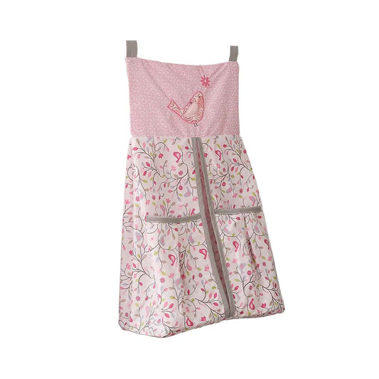 JAHHome 1 PCs Pink Embroidery Nursery Crib Diaper Stacker Bag Pink Baby Diaper Organizer (Diaper Stacker)