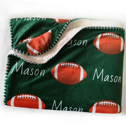 NICTIMEID Custom American Football Blanket for Boys Personalized with Baby Name - Sherpa Fleece Blanket Newborn Gift (photo 4)