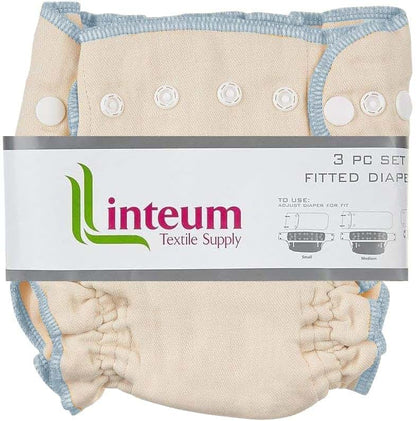 Linteum Textile Supply Linteum Textile Fitted Cloth Diapers with Snap Closures – 100% Cotton, Adjustable Snaps