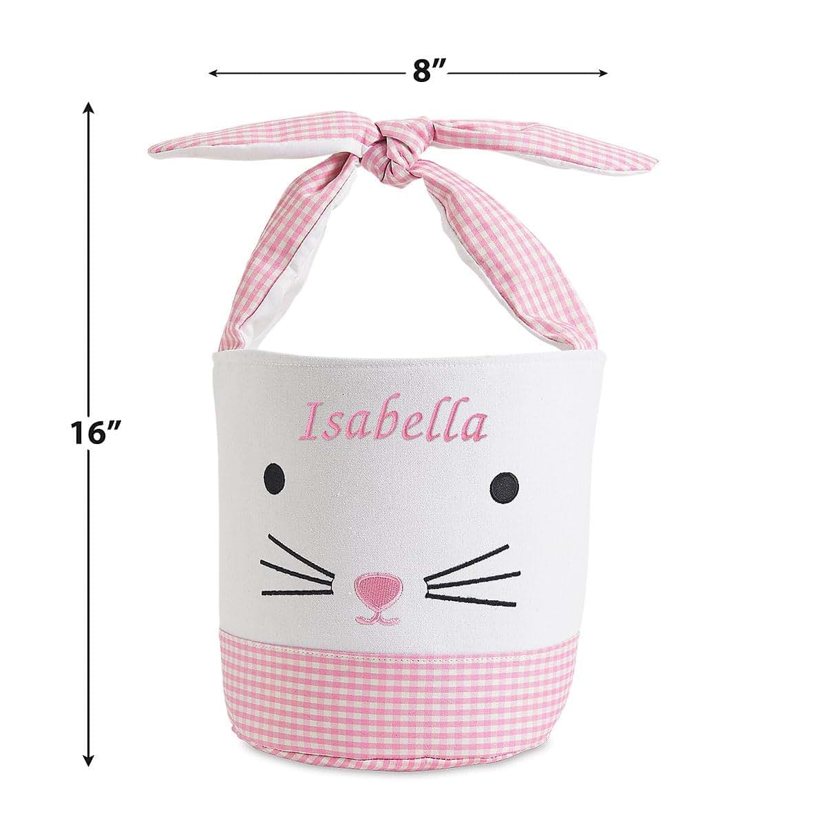 Lillian Vernon Personalized Kids Pink Gingham Easter Bag - 10" Diameter x 10.5"Tall, 100% Polyester Easter Basket, Add (photo 2)