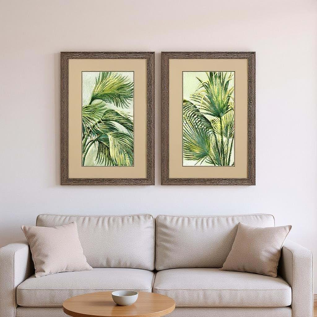 HomeRoots 649159 Summer Breeze Brown Framed Wall Art Set of 2