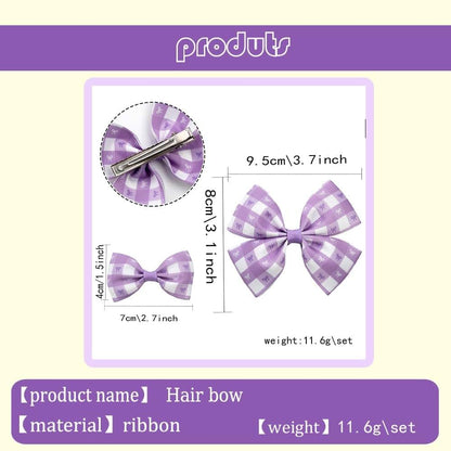 BOENBE LOVED 3-Pack Bow Denim Hair Clips, No-Slip Barrettes, Pink
