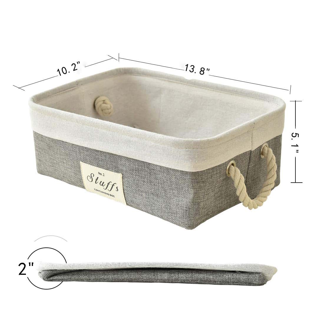 INough Collapsible Rectangular Storage Bin With Rope Handles
