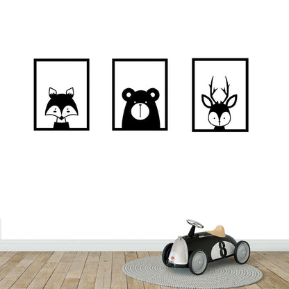 Melissalove Woodland Animal Wall Decals Set | Nordic Style Art Stickers for Kids Room