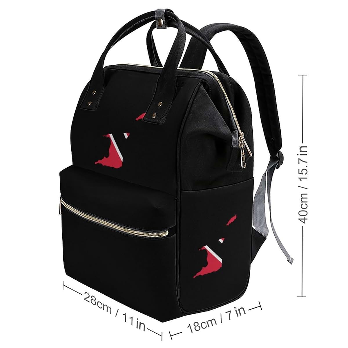BabyOneStop Trinidad and Tobago Flag Print Multifunction Diaper Backpack