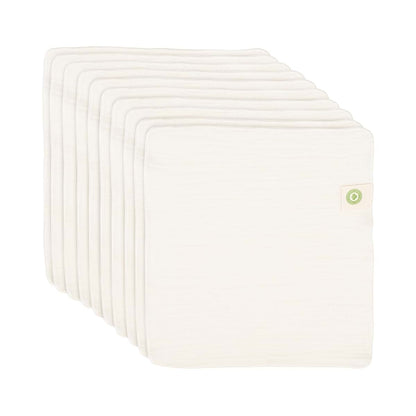 Organic Cotton Mart Organic Cotton Reusable Baby Wipes - 10 Pack, Washable, Unbleached, Undyed, All-Natural, Toxic-free