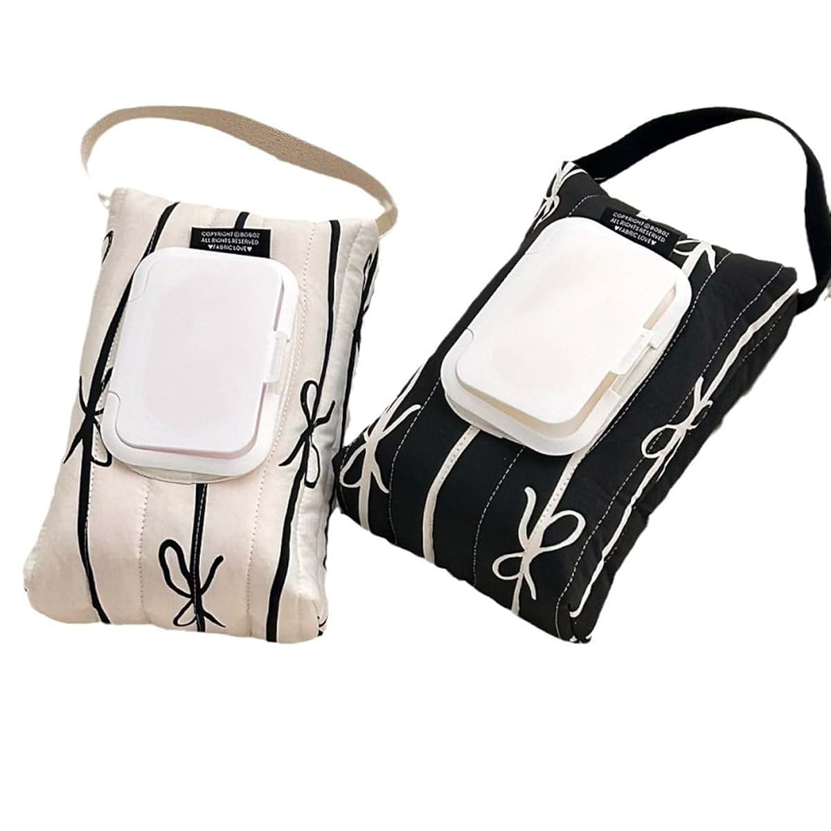 Redyy Cotton Quilted Wet Wipe Storage Case With Bowknot Stripe Design (photo 3)