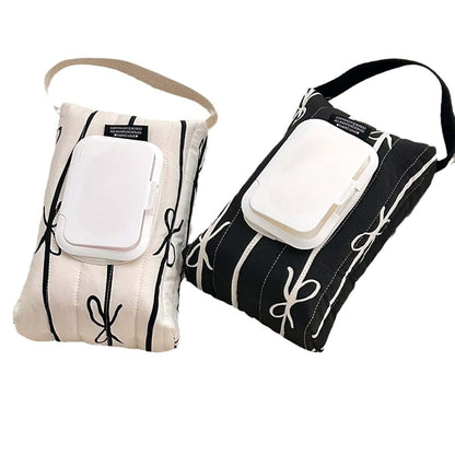 Redyy Cotton Quilted Wet Wipe Storage Case With Bowknot Stripe Design (photo 3)