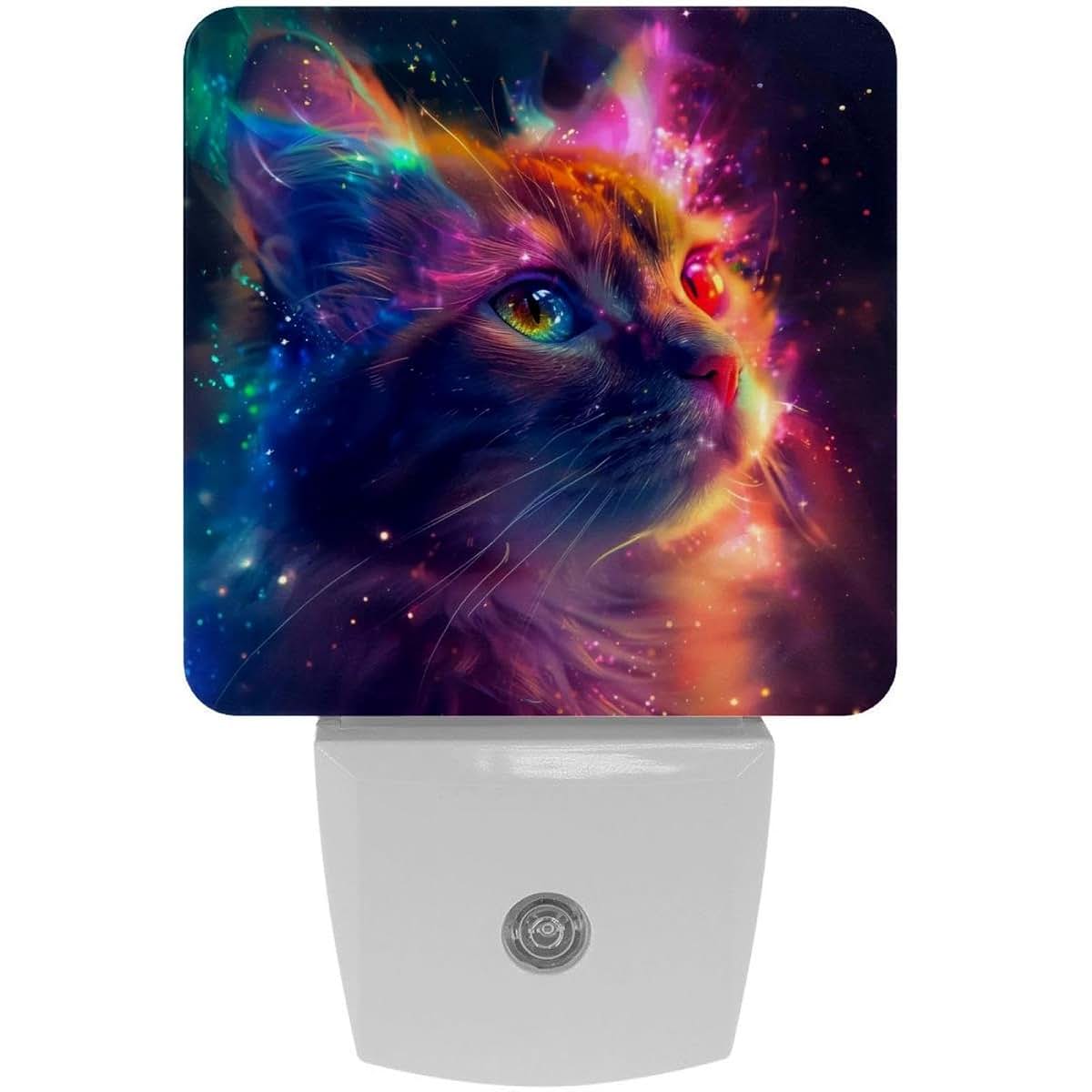 Cool Galaxy Cat LED Night Light for Nursery and Kids Room Decor (2-Pack)