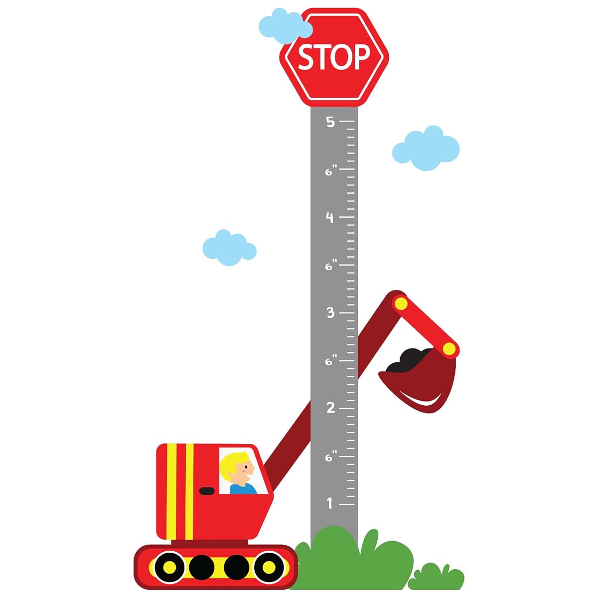 BabyOneStop Growth Chart Wall Decals Streets and Cars Set