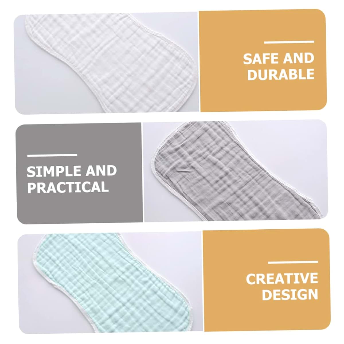 GLSTOY Baby Burp Cloths 5 Pack Cotton Washable Full Shoulder Coverage