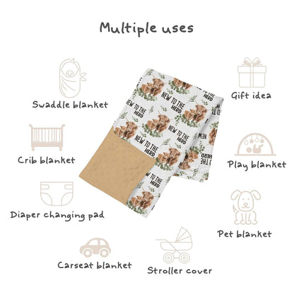 Tewrnvioc Highland Cow Baby Blanket Minky Fleece Quilt