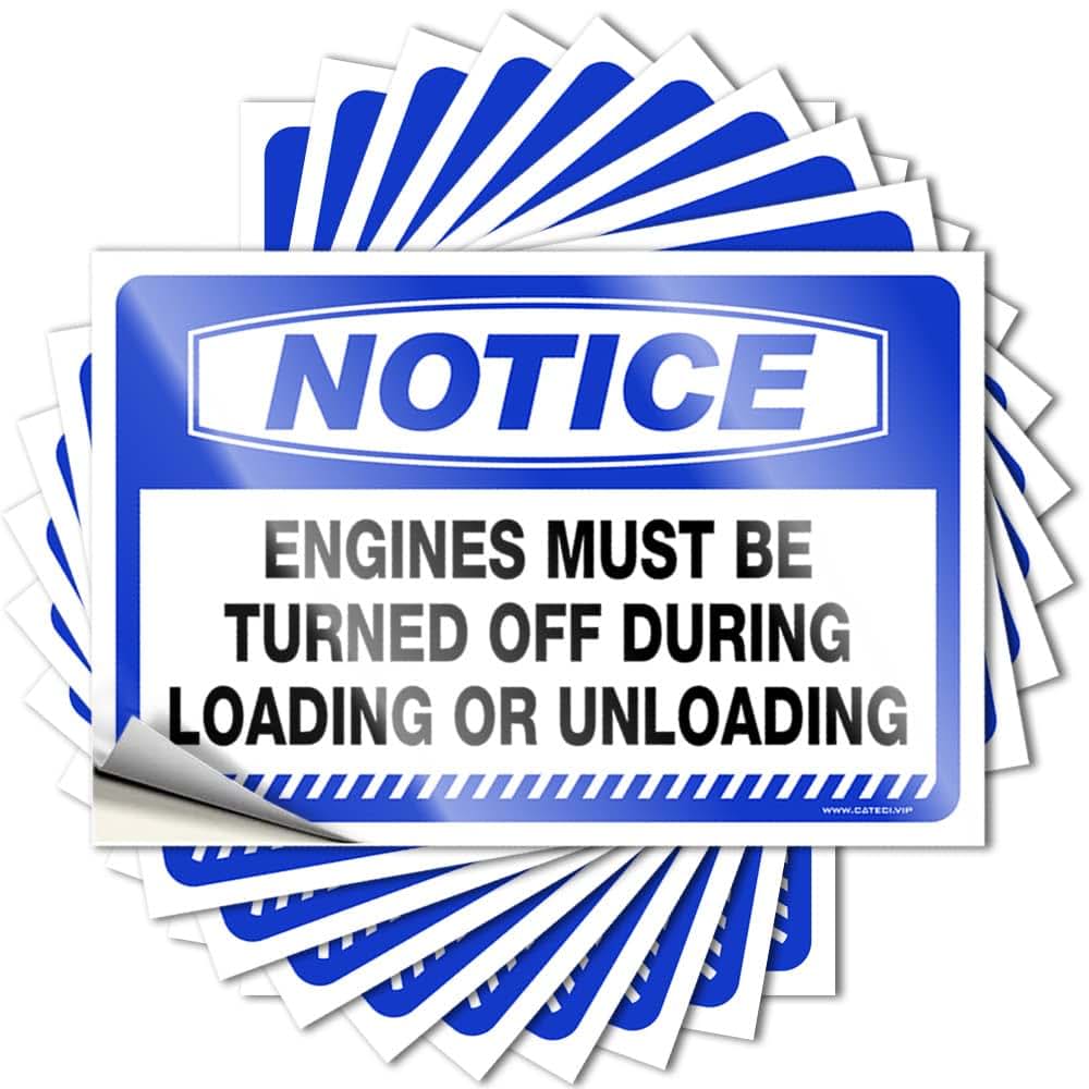 SWFG Car Accessories Notice Engines Must Be Turned Off During Loading Or Unloading Stickers 10 Pcs Tool Decal Car
