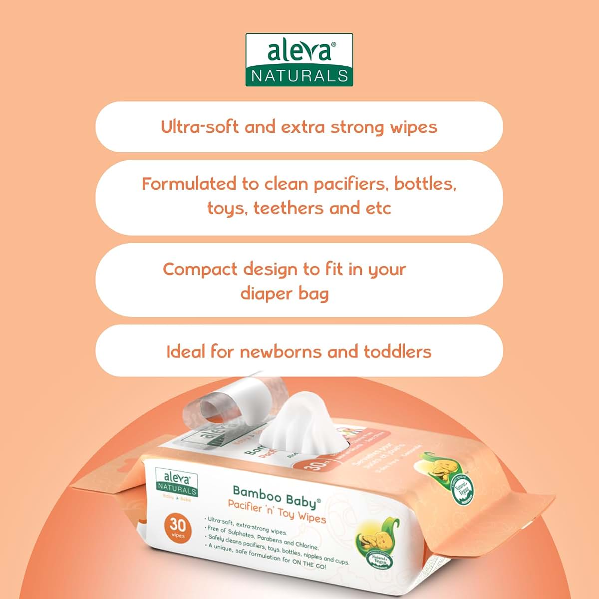 Aleva Naturals Pacifier & Toy Wipes - Pacifier Wipes, Baby Toy Wipes, Bottle Wipes, Extra Strong and Ultra Soft, Value (photo 4)
