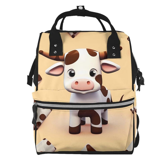 Jtrkn Cute Cow Print Large Capacity Diaper Bag Backpack