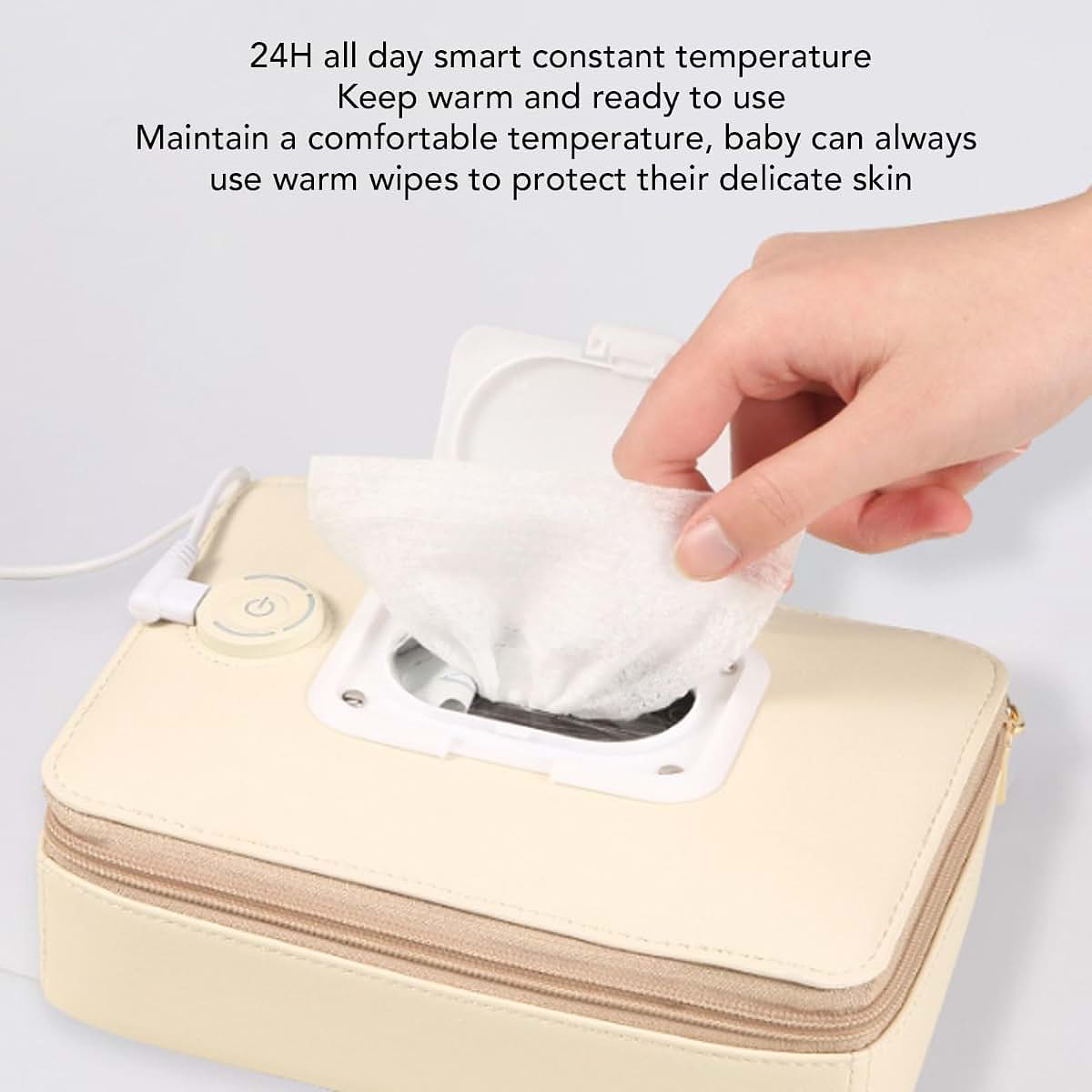 Gsycle Constant Temperature Baby Wipe Warmer, Portable PU Leather Travel Case (photo 3)