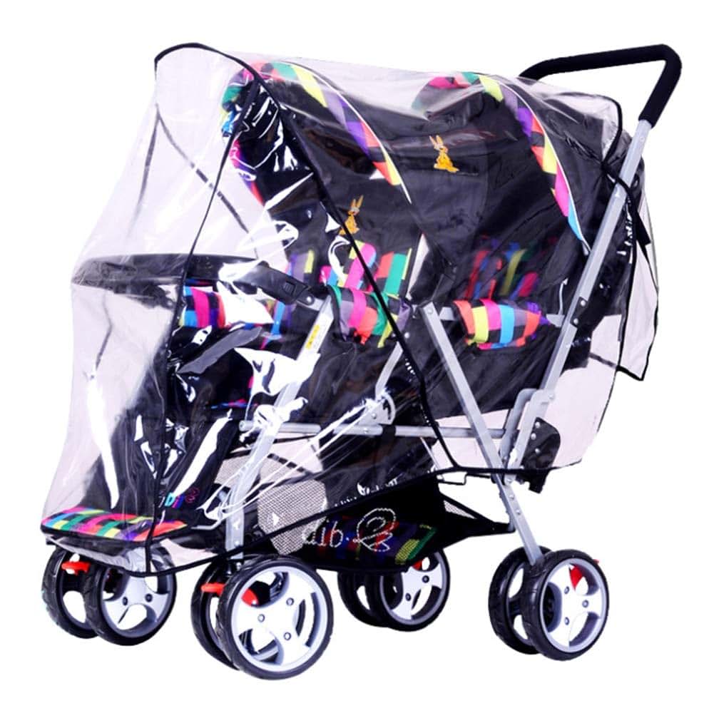 Ibluelover Weather Shield Protector for Front and Rear Double Stroller Universal Double Stroller Raincover for Baby