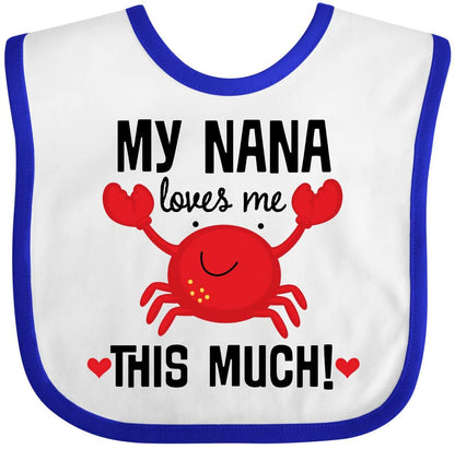 Inktastic Nana Loves Me Grandson Baby Bib, Hook and Loop Closure, Cotton