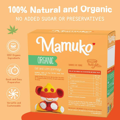 MAMUKO Organic Oat & Corn Grits Porridge, Vegan, 200g