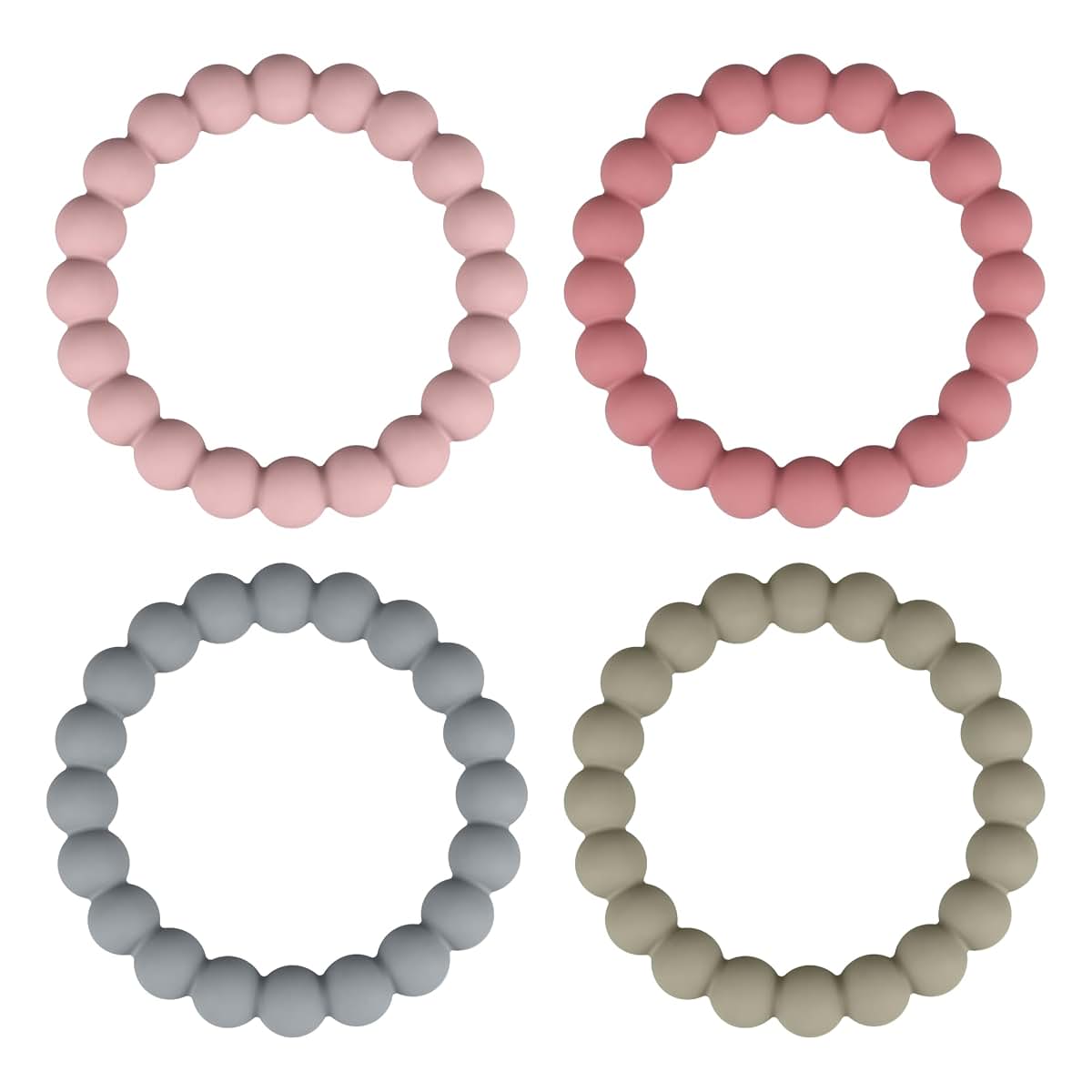 Nearbyme Silicone Teether Rings for Babies | 4 Pack Set