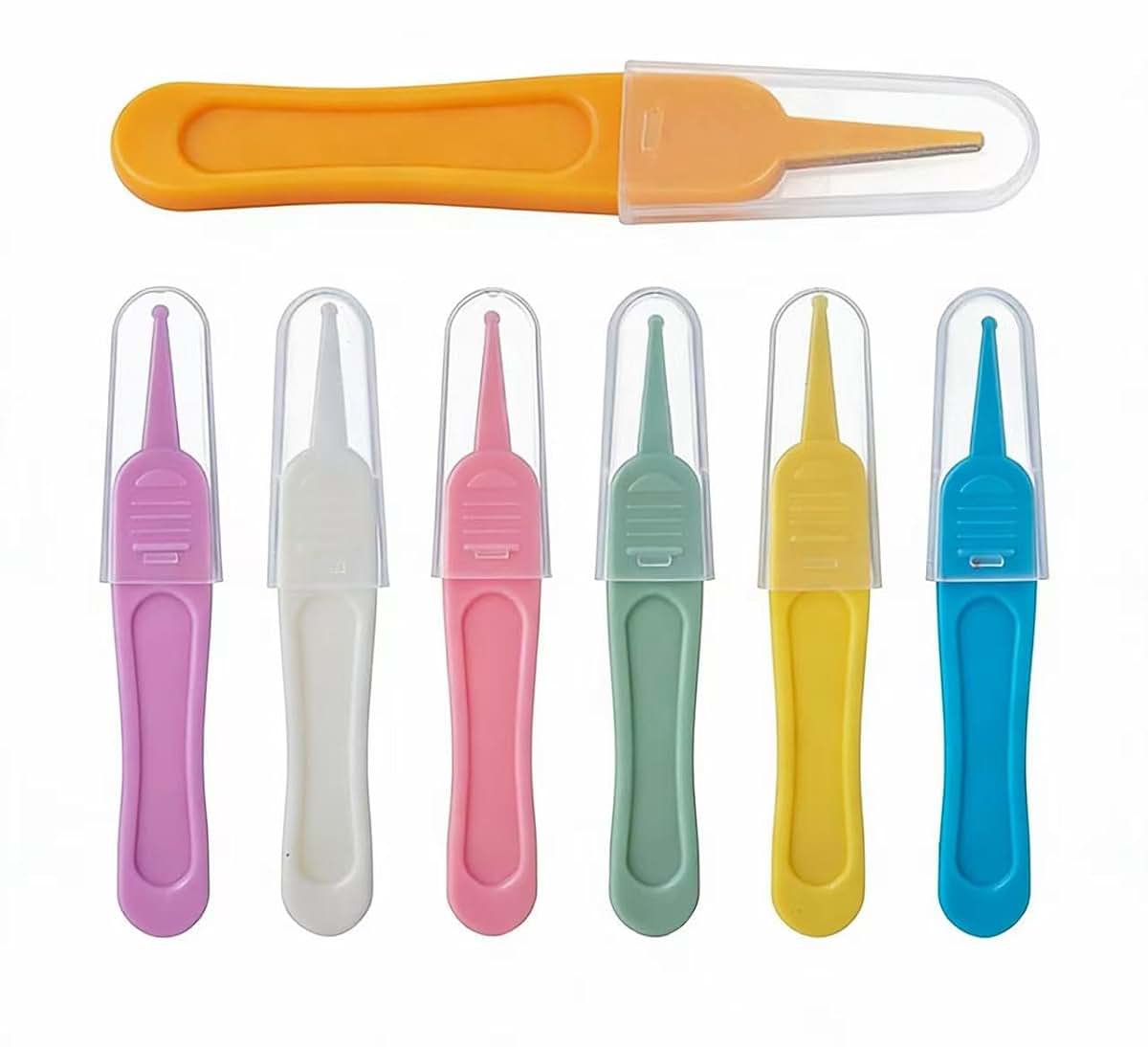 NON 7-Piece Baby Nose Tweezers with Round Head, Ear and Navel Cleaner